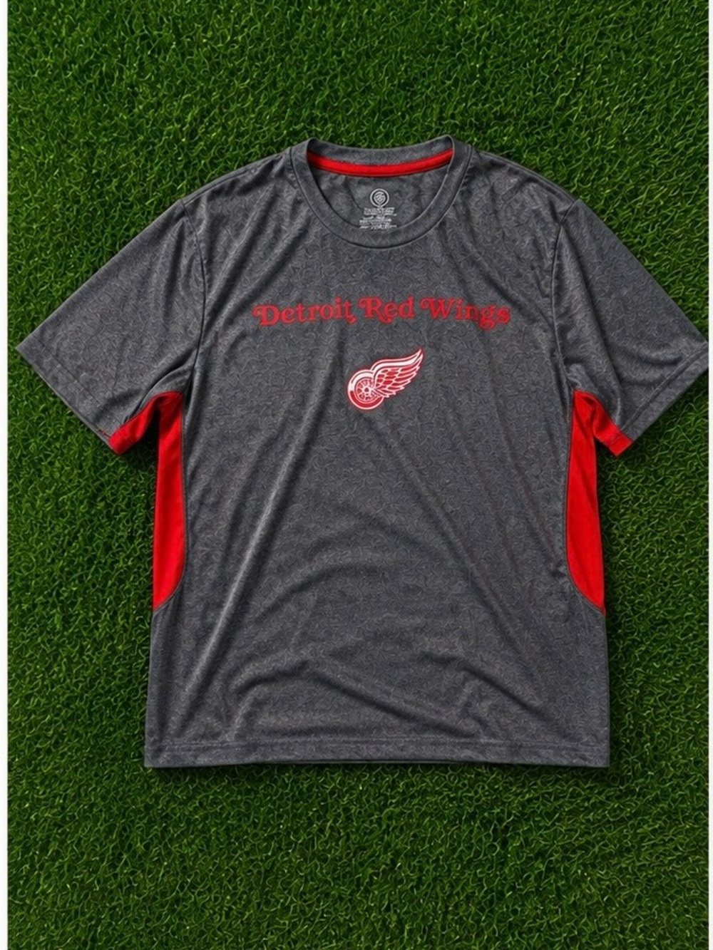 Detroit Red Wings Men's Gray & Red Short Sleeve Performance Tee